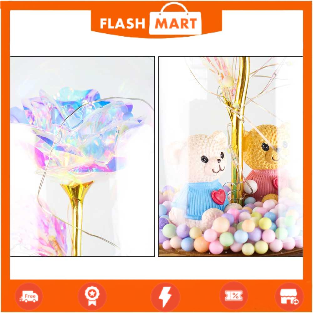 FLASHMART Lampu Meja Hias LED Mawar Beauty &amp; The Beast Bubble Colorful - RG-014