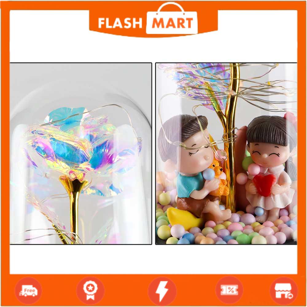 FLASHMART Lampu Meja Hias LED Mawar Beauty &amp; The Beast Bubble Colorful - RG-016