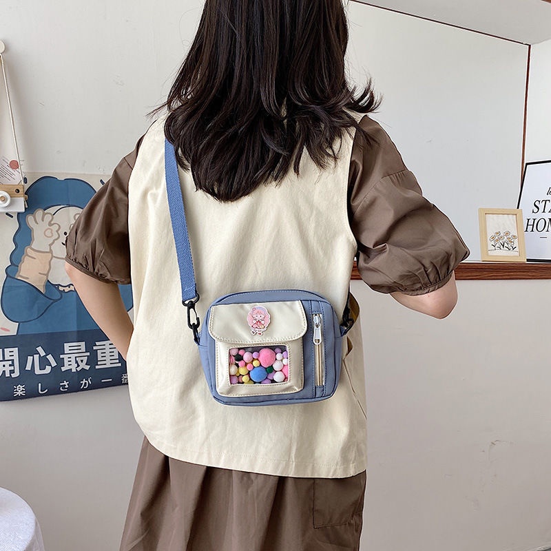 ஐ●❣Sera  Tas Baru Wanita Gaya Kuliah Jepang Lucu Lembut Gadis Siswa Tas Bahu Sastra Segar Sederhana Messenger Bag