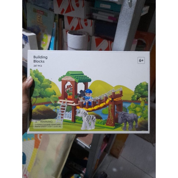 building block 267 pcs brick miniso jungle series balok mainan bentuk jembatan