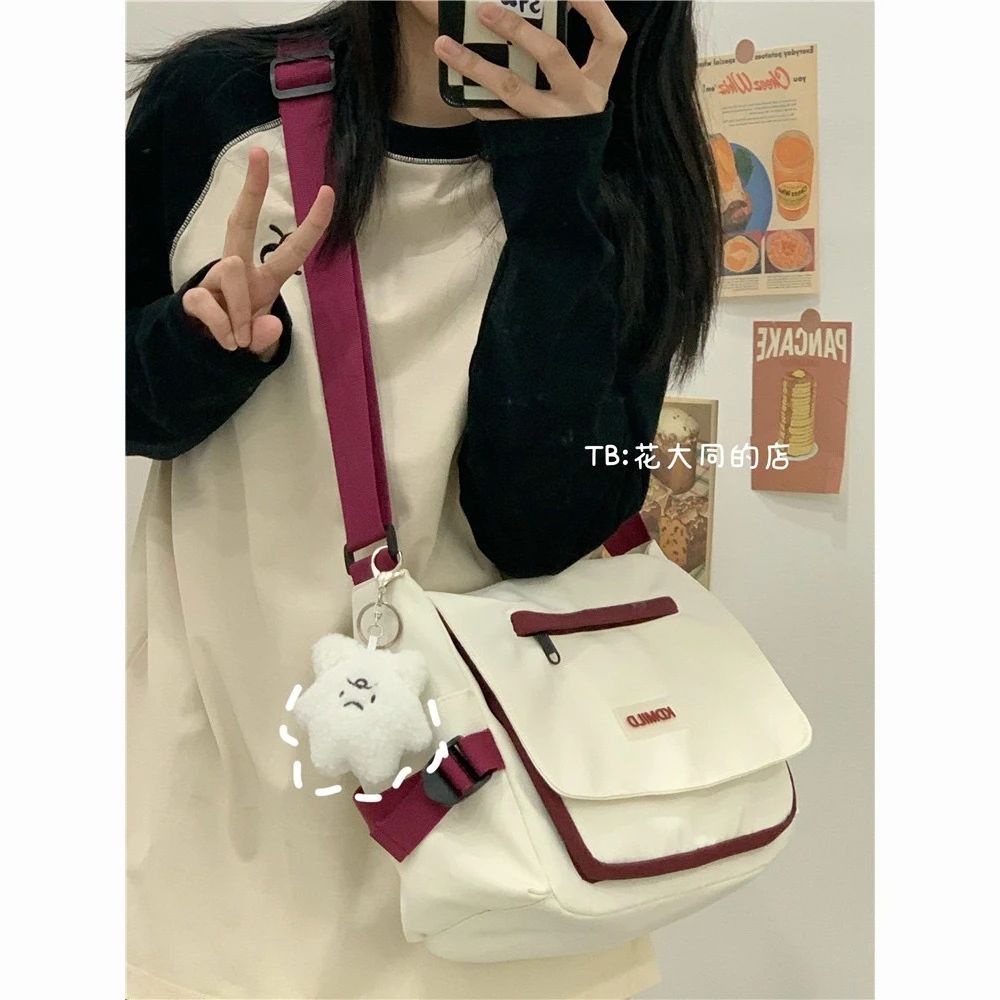 ☏¤Sera  Messenger Bag Wanita Kapasitas Besar Merek Jepang Santai All-Match Tas Bahu Siswa SMA Tas Messenger