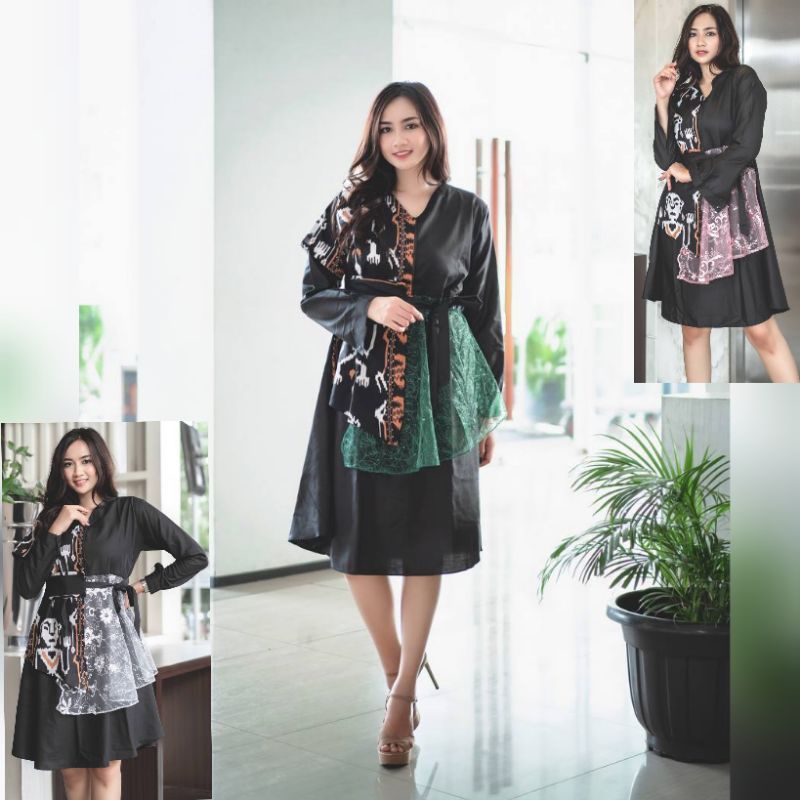 Tunik Batik Tille Mutiara Kombinasi Katun Batik Mix Toyobo, Tunik Batik Kombinasi Wanita Modern Mode