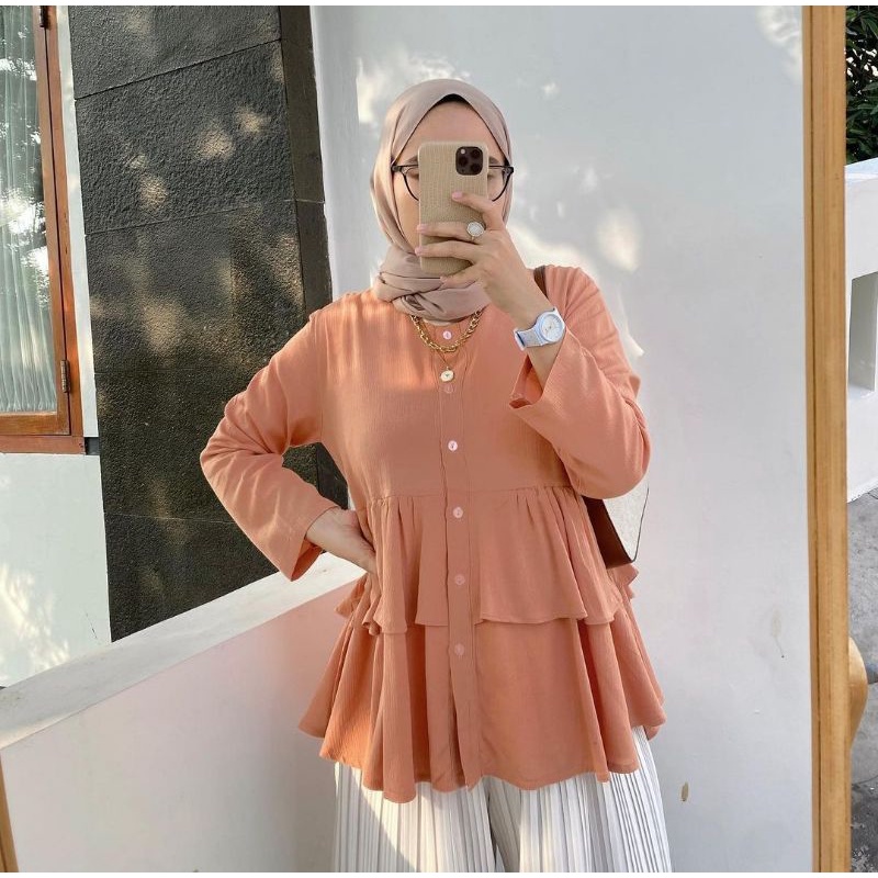 blouse atasan wanita shakila crincle atasan remaja kekinian outfit terbaru atasan casual