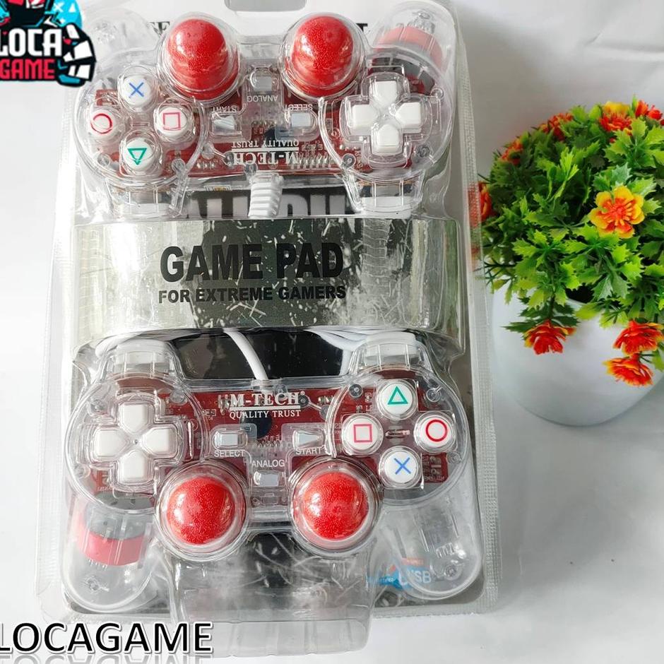 Super Laris GAMEPAD DOUBLE USB STIK STICK PC/LAPTOP/JOYSTIK TRANSPARAN MERK M-TECH