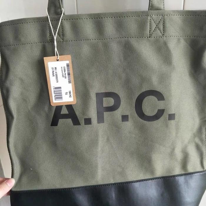 APC Leather Canvas Logo Tote Bag