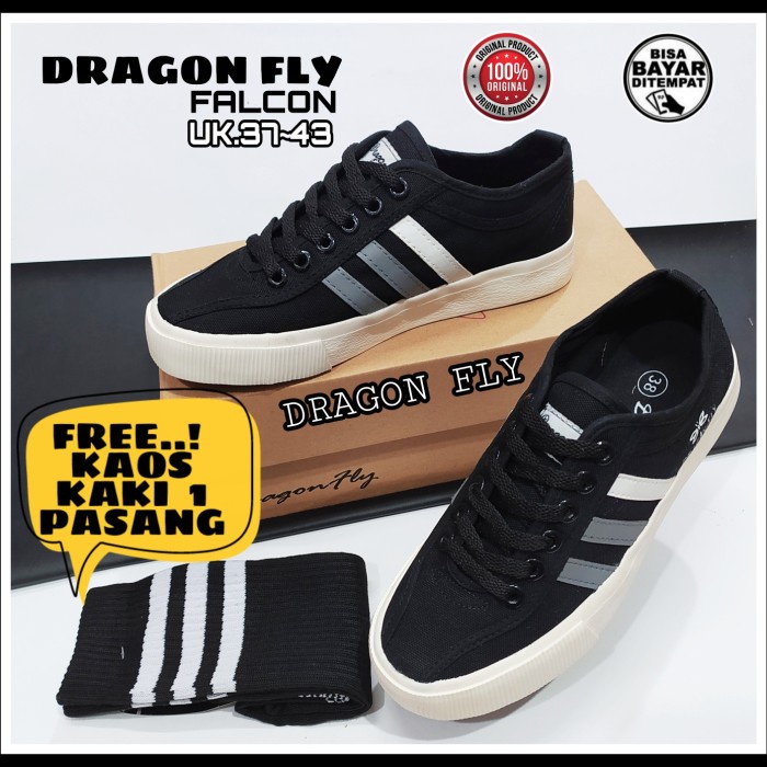 Terlaris Sepatu Capung Dragonfly Ori Falcon Hitam Putih Sepatu Pria Terlaris