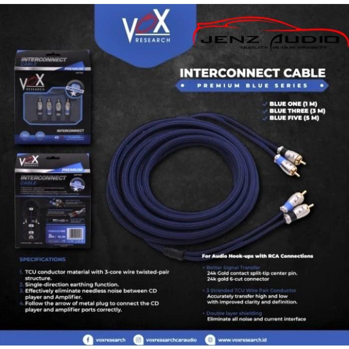 Terlaris Cable Rca Vox Research Premium Blue 3M