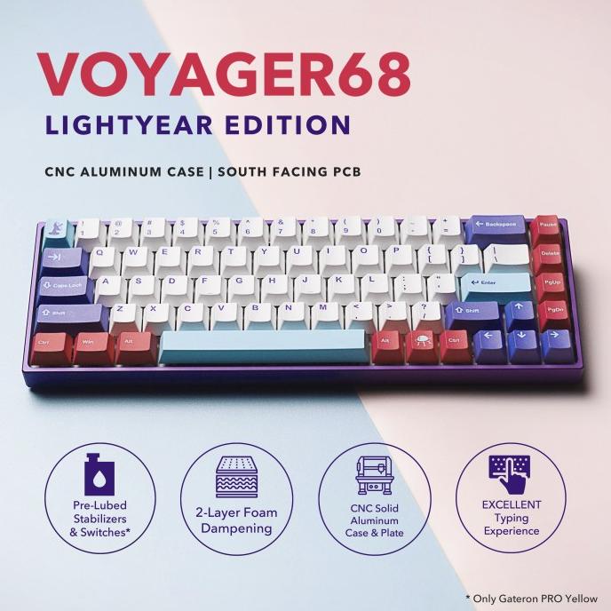 VOYAGER68 Lightyear Edition CNC Alu South Facing Mechanical Keyboard