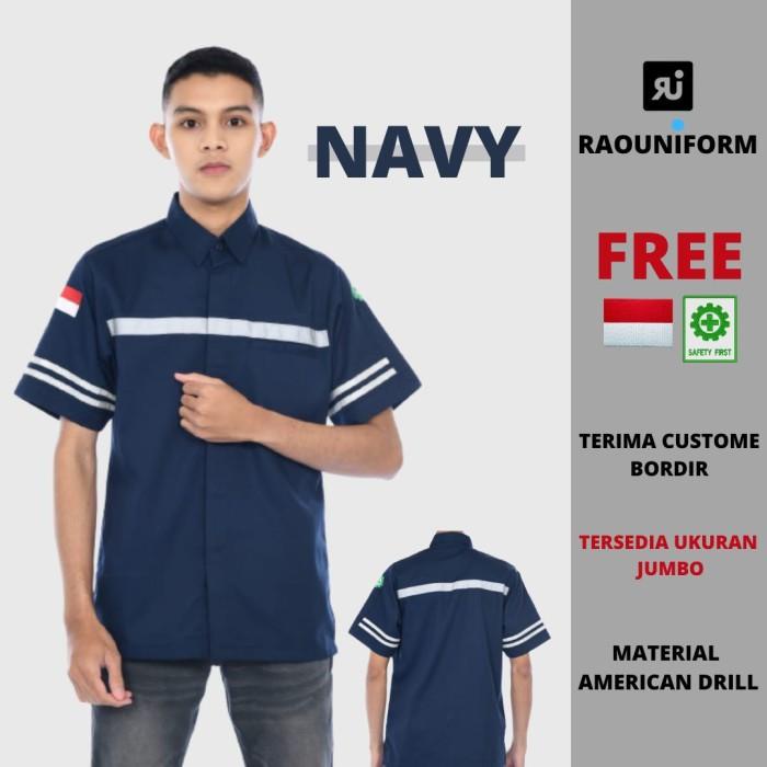 Terlaris Atasan Wearpack Lengan Pendek Pria, Seragam Pabrik/Lapangan, Bordir