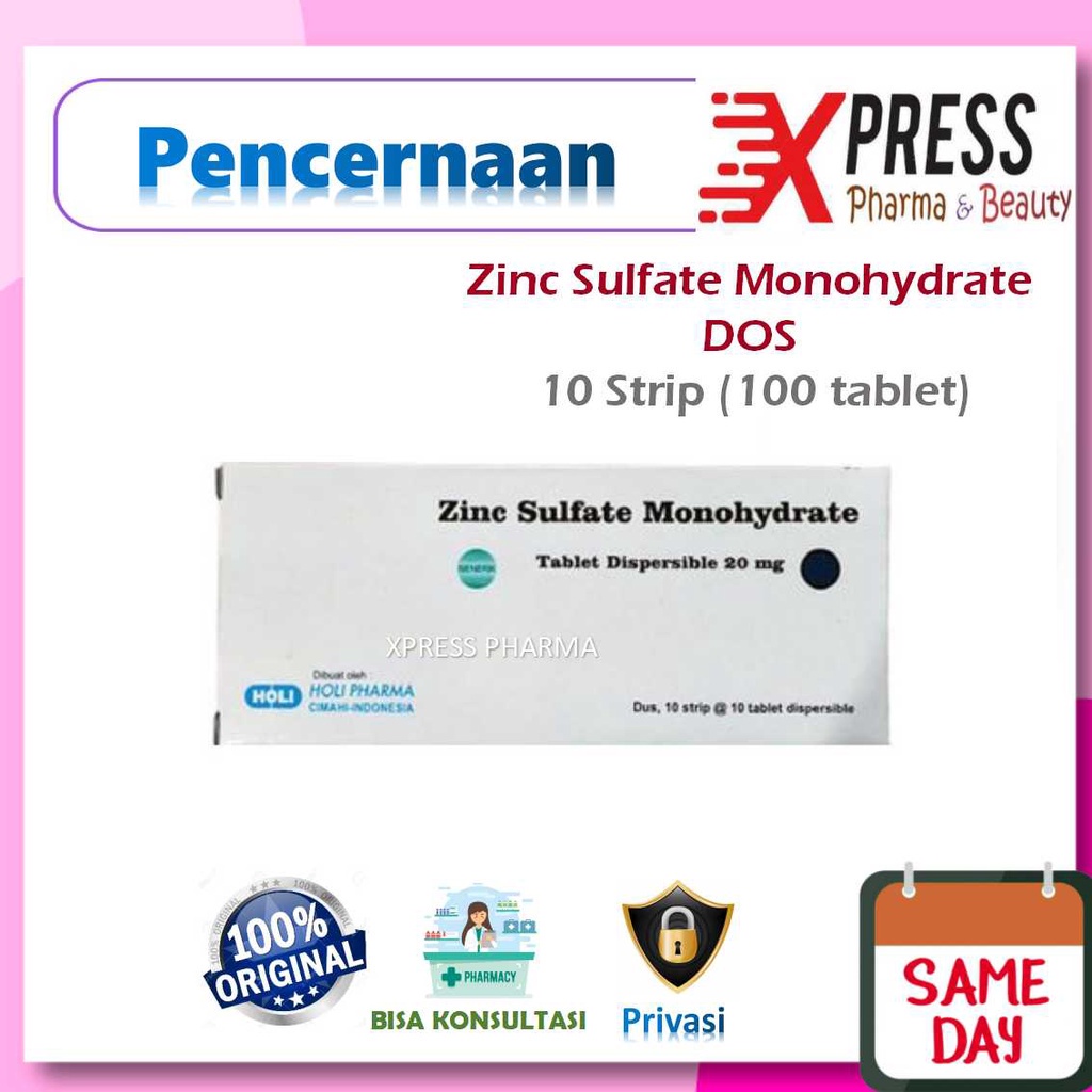 XPRESS ! Zinc DOS Obat Diare Zink Sulfate Sulfat Zing Jing Monohidrat Monohydrate Monohidrate Holi G