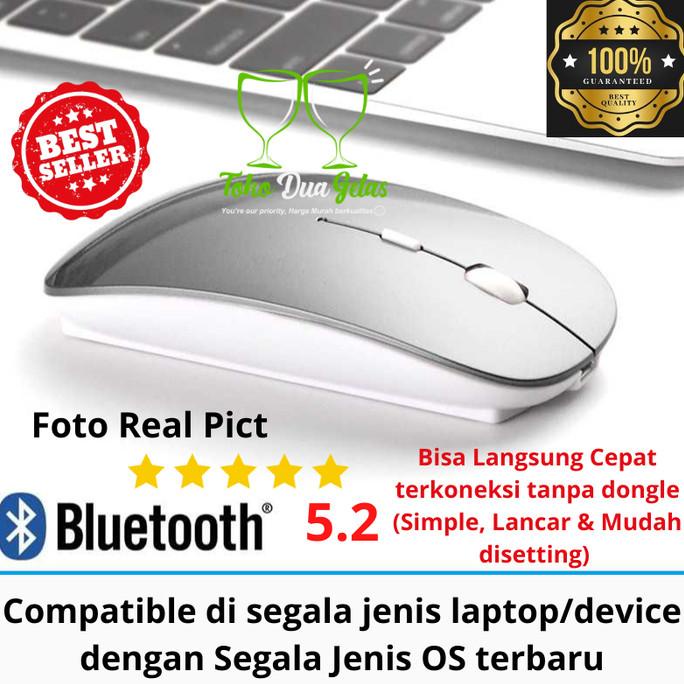 Mouse Wireless Bluetooth Silent Tanpa Dongle Rechargeable Multi Device