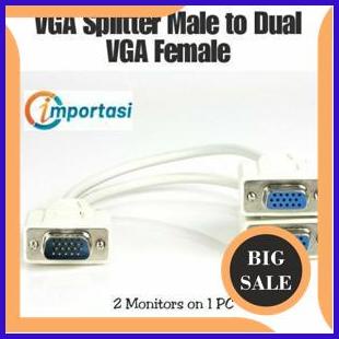 Adapter VGA Splitter Male to Dual VGA Female Dual Monitor 15 Pin Z804