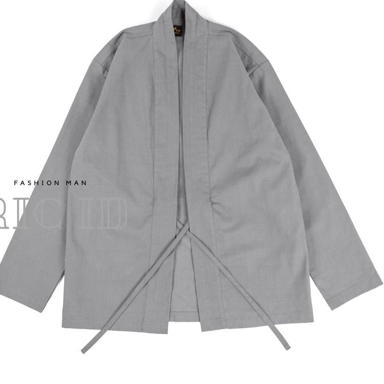 ✓ JAKET KIMONO OUTER CARDIGAN UNISEX PRIA WANITA POLOS GRAY - JAKET COWOK KIMONO KEKINIAN KEREN TERH