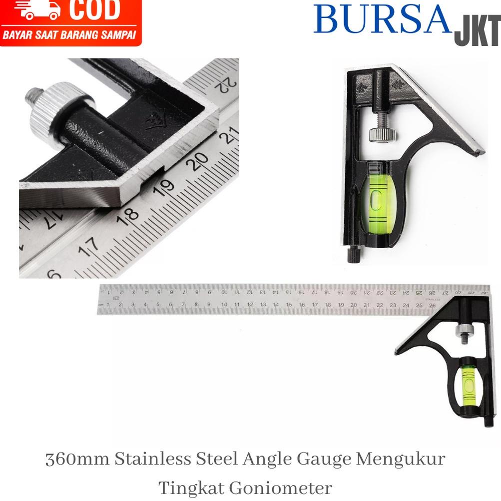 

[KODE WYGDY] PENGGARIS SIKU SUDUT WATERPASS TUKANG KOMBINASI MULTIFUNGSI 30 CM 2IN1