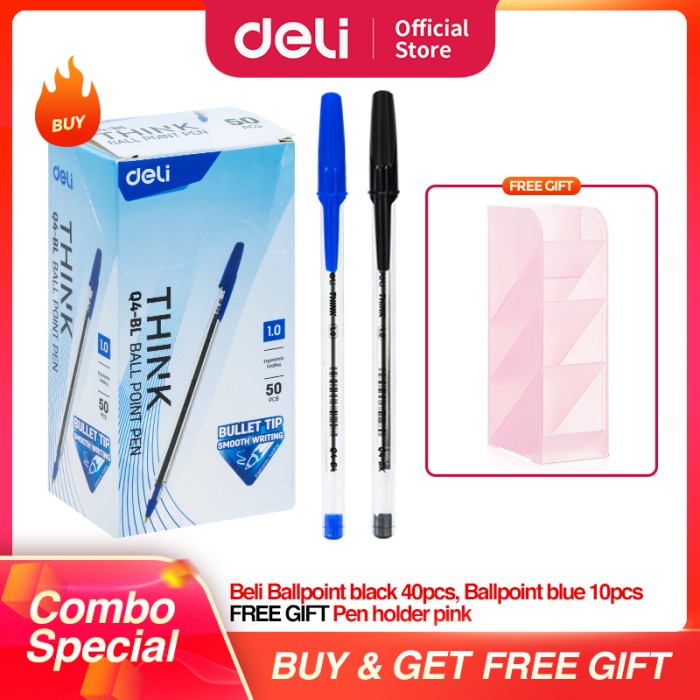 

Terlaris Deli Paket Hemat 4,5,6 - Ballpoin Pen 50Pcs , Tempat Pulpen