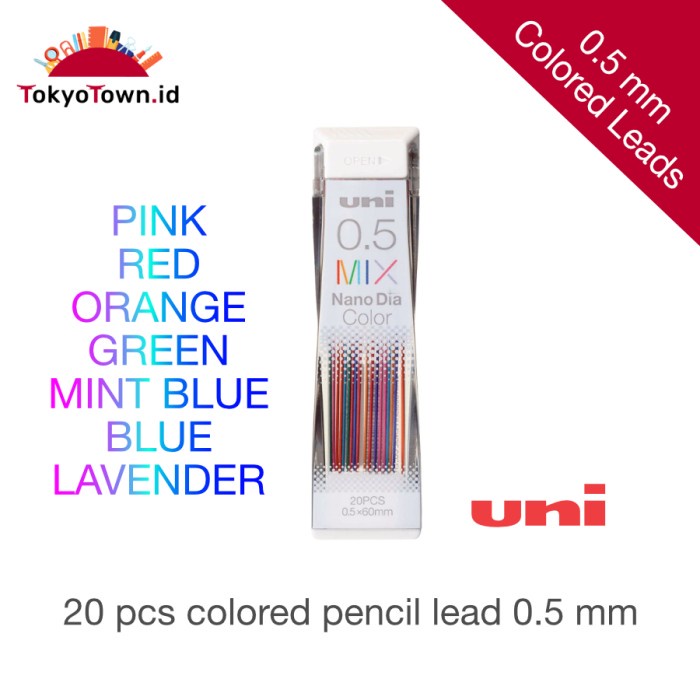 

TERMURAH Uni Nano Dia Pencil Lead 0.5 mm - Mix Color - Isi Pensil Mekanik 0.5 /ALAT TULIS