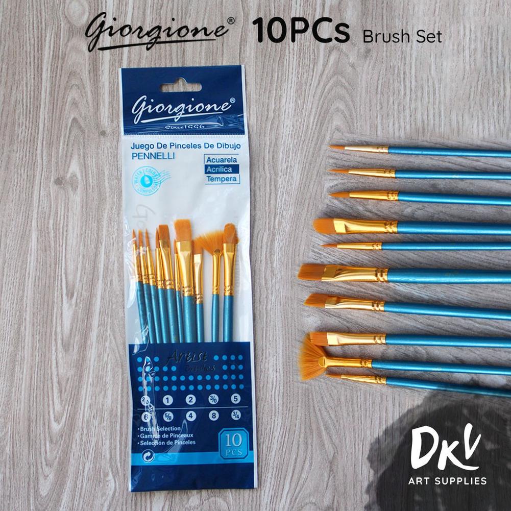 

[COD] Giorgione Brush Set 10 pcs G-198H Kuas Lukis Nylon Ekonomis 52