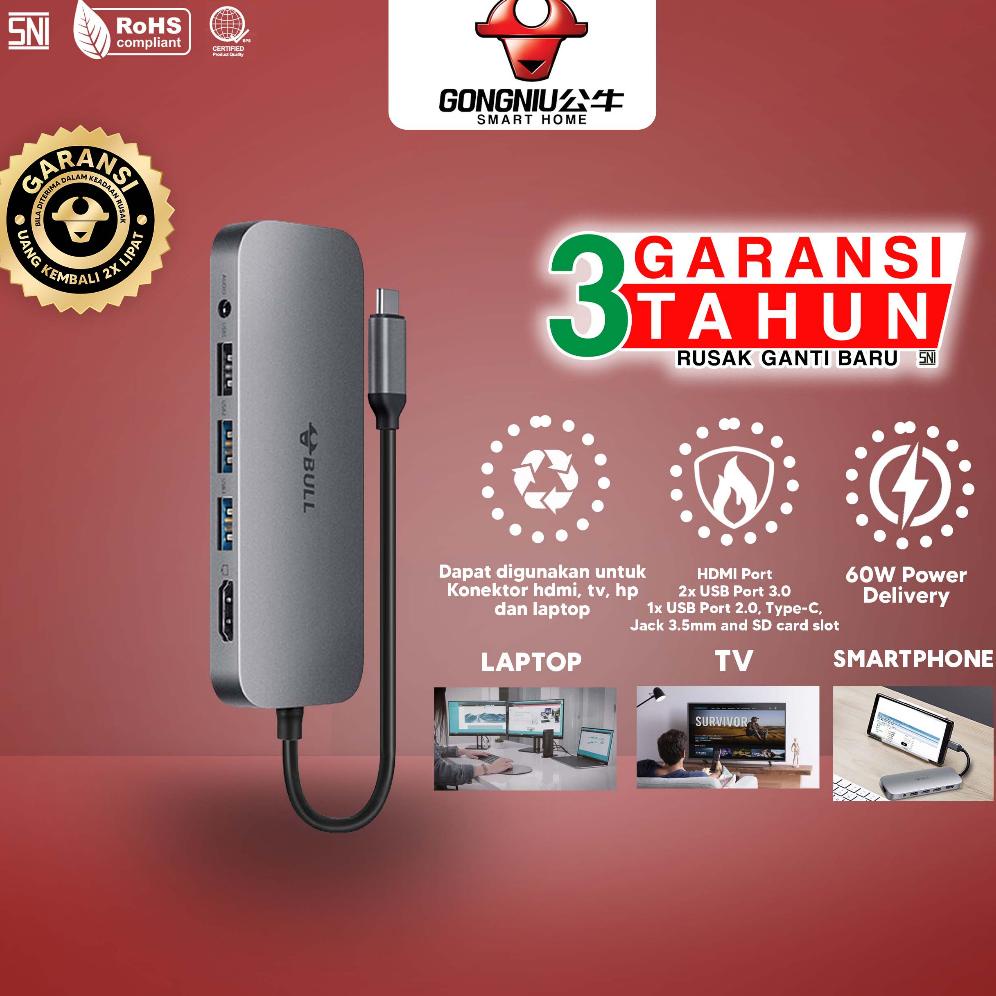 Gongniu Usb Hub Type-C To 5 Port Hdmi Usb Type-C Sd Card Power Delivery Charging Type-C Fast Chargin