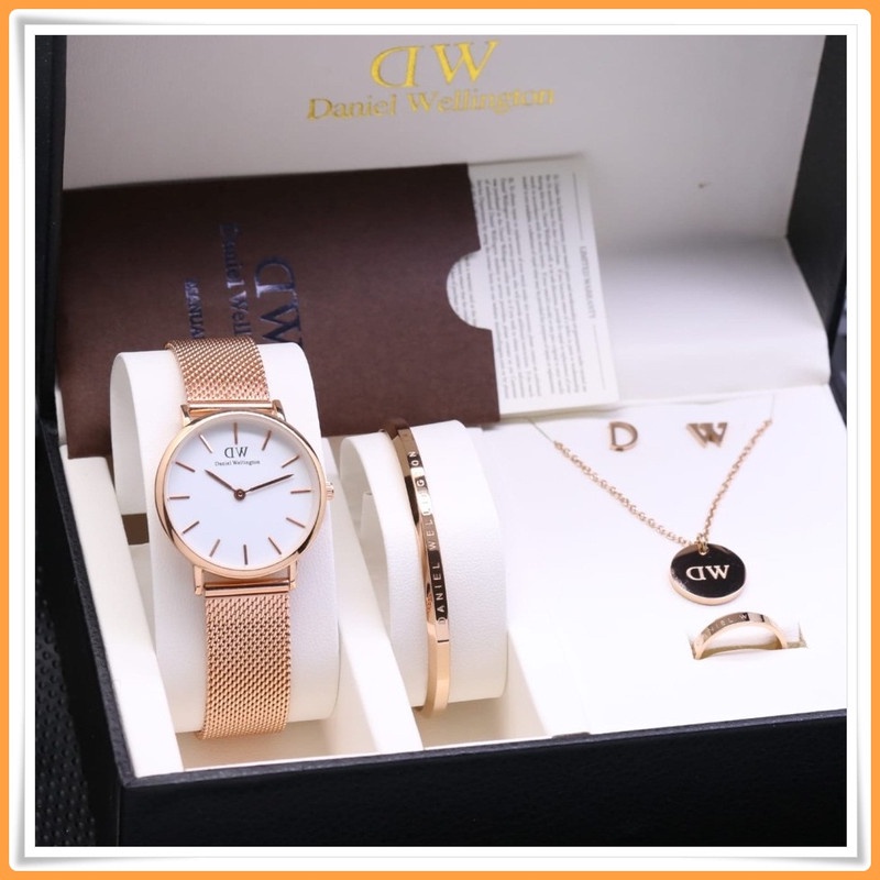 Bisa Cod Jam Tangan Wanita Full Set Kalung Cincin Gelang Paket Kado Hadiah Ulang Tahun Anniversary S
