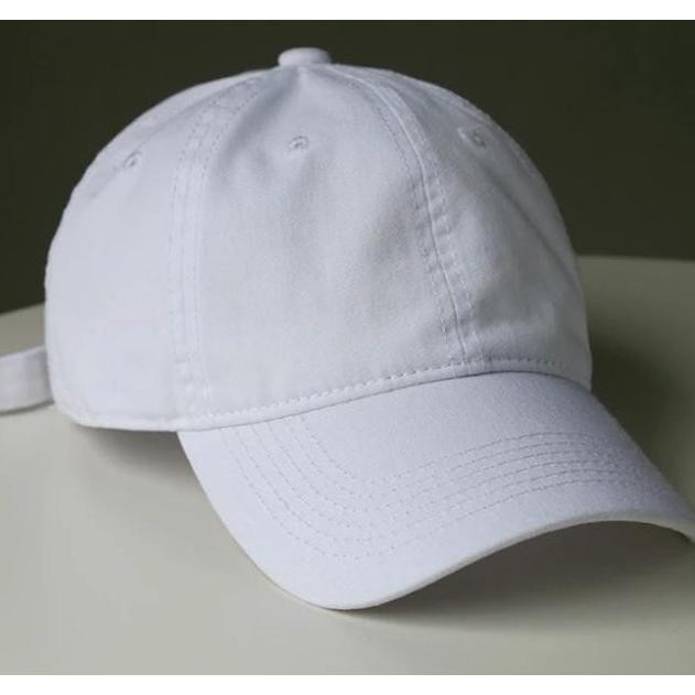 Topi Pria Topi Polos Baseball Pria Wanita Ukuran Dewasa Warna Hitam Krem Navy - Putih(C1A9) topi bas
