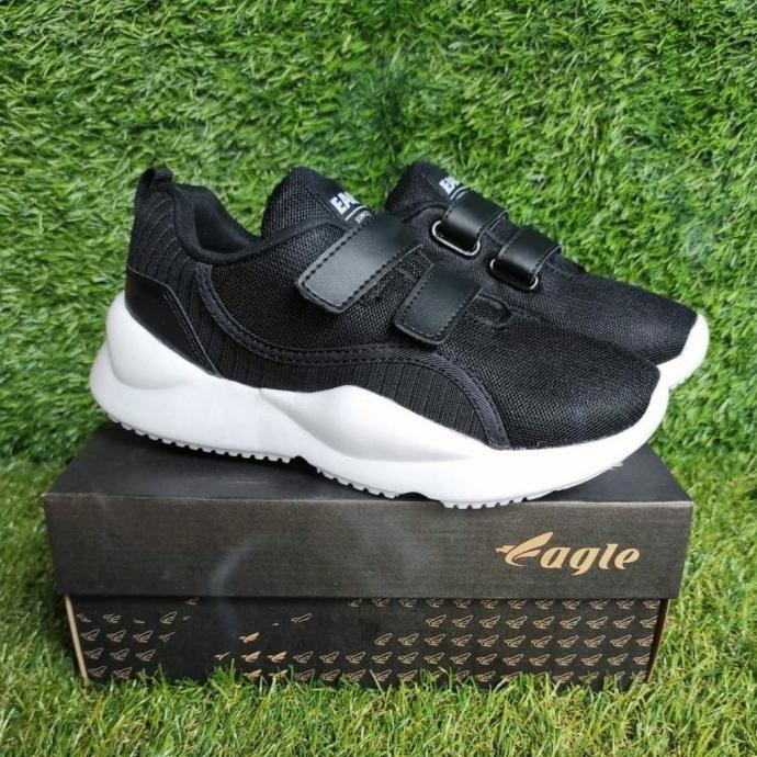 Sepatu anak eagle lunox sepatu anak perekat sepatu sekolah anak hitam