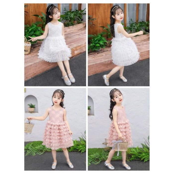 Gaun Anak 2 3 4 5 6 Thn/Dress Mewah/Gaun Pesta Putih/Baju Ulang Tahun