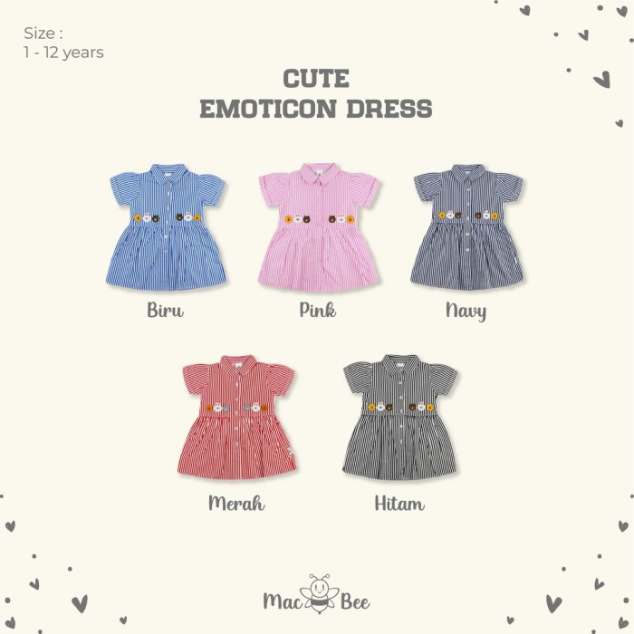 Macbee Baju Anak Perempuan Dress Anak Princess Cute Emoticon