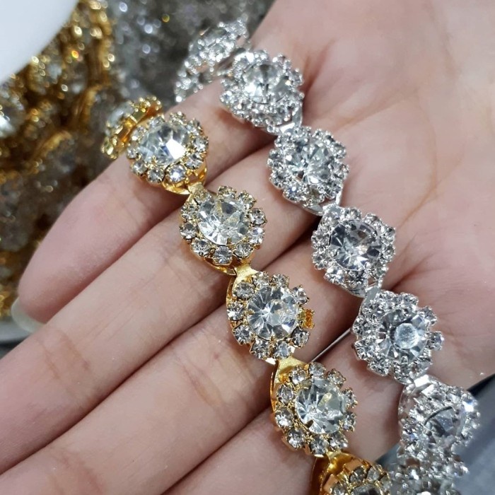 Terlaris Crystal Chain Silver Bunga Rantai Aksesoris Belt