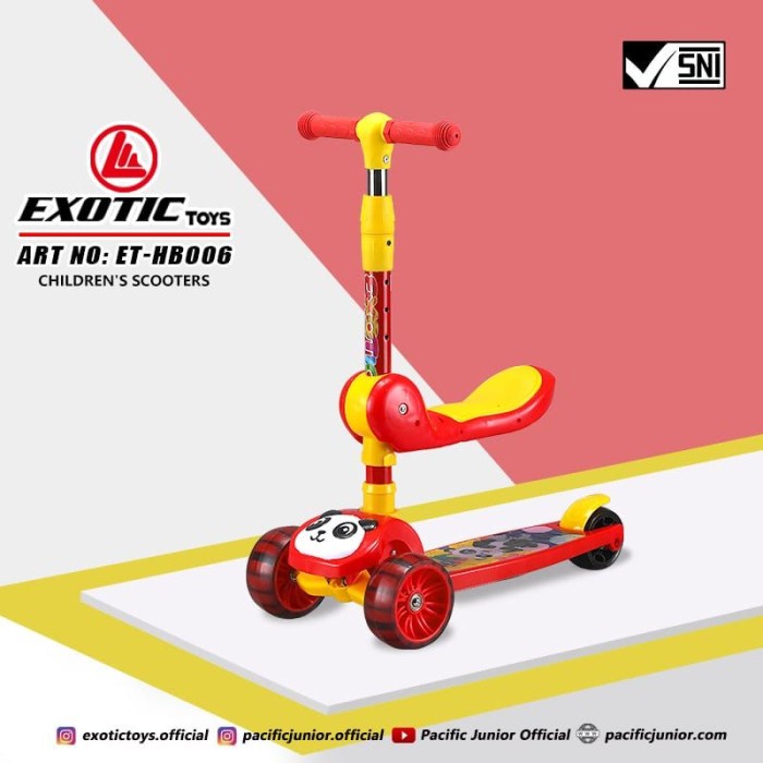 Skuter anak exotic ET-HB006 roda 3 - Merah (I2L8) Gratis Ongkir Dual Pedal Sekuter Roda 3 Outdoor CO