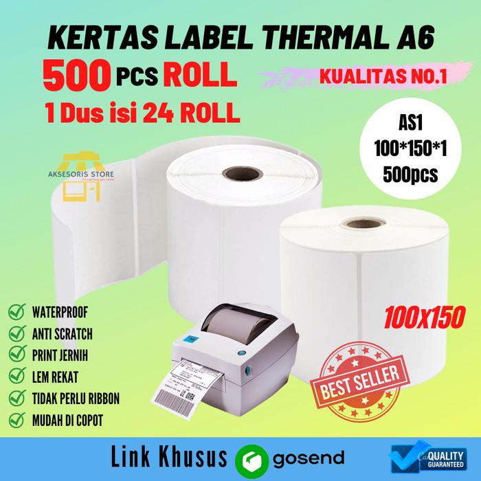 

Terlaris Kertas Thermal Label Barcode A6 100X150 500Pcs Roll Khusus Gosend