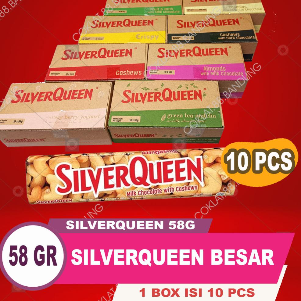 

DISKON !! SILVERQUEEN 58GR 1 BOX ISI 10 PCS EX 62 GR COKELAT BESAR, COKLAT SILVERQUEEN 58 GRAM ALMOND CASHEW MEDE 1 DUS 10 BATANG, SILVER QUEEN 58GRAM MATCHA [KODE 473]