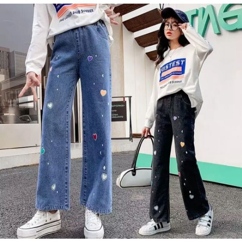CELANA KULOT LOSSE ANAK-ANAK TANGGUNG MOTIF BORDIL PERCAK//Celana jeans anak//kulot Anak Remaja pere