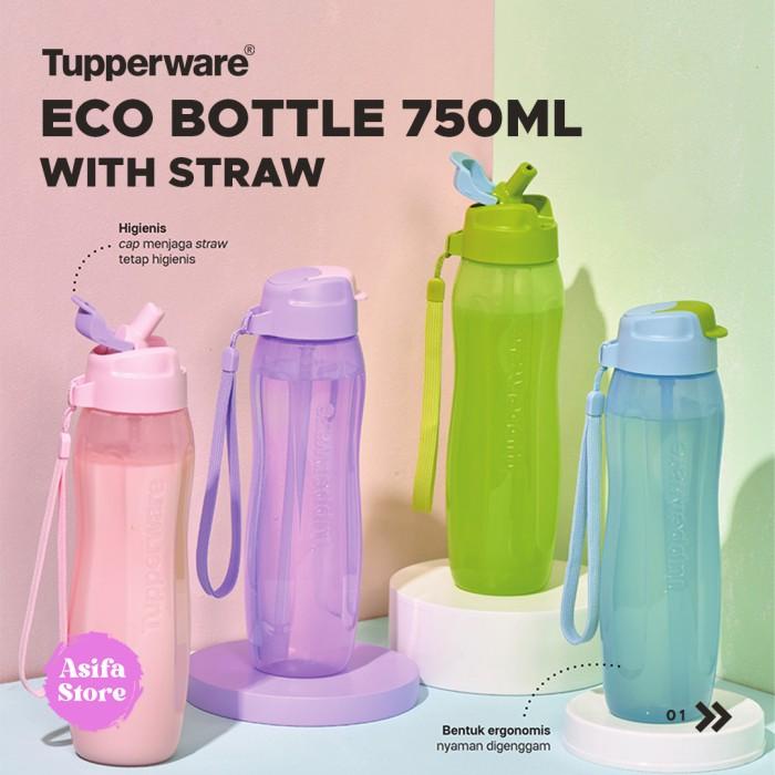 Tupperware Eco Bottle 750ml Straw - Tempat / Botol Air Minum Sedotan