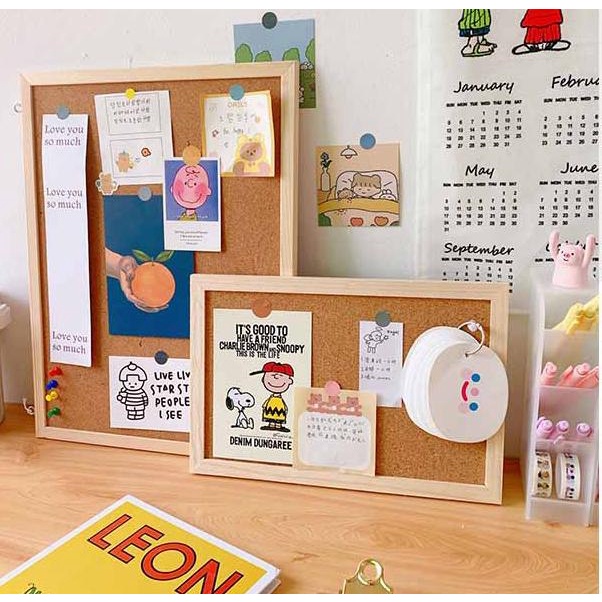 

<1>RK3F-B Wood Wall Hanging Message Bulletin Board Frame Notice Note Memo Board Shop papan gabus cork board 231+