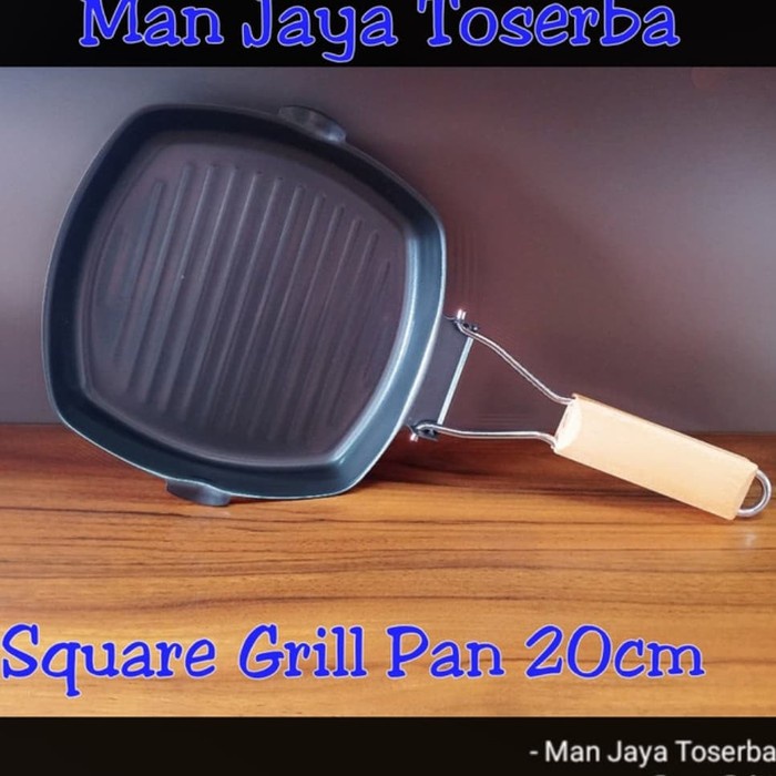 Grill Pan  kotak teflon 20 cm square untuk dikompor alat pemanggang serbaguna outdoor otak otak Q4T0