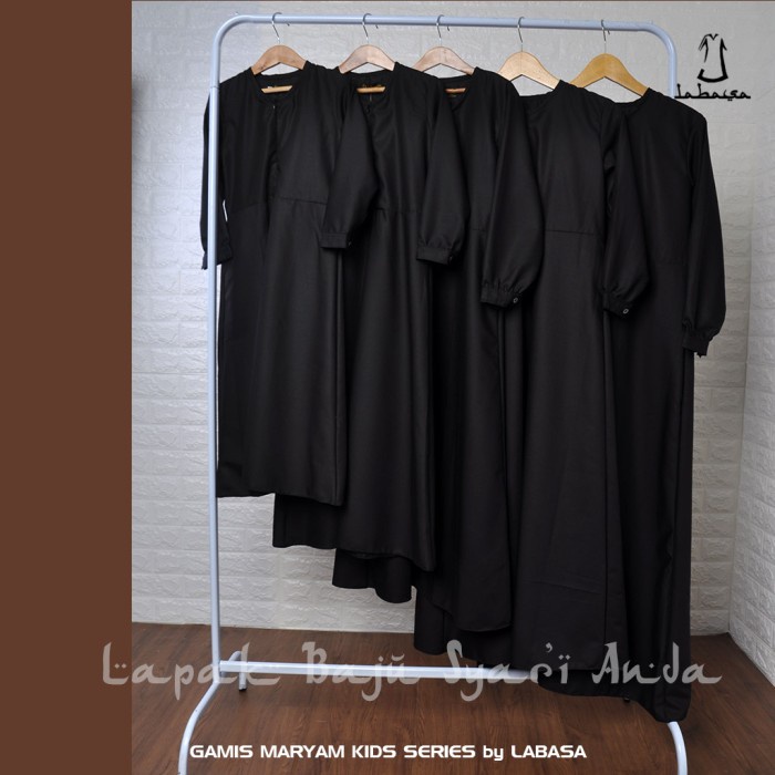 gamis anak Gamis Anak Perempuan Hitam Polos Syari TOYOBO Usia 4 - 18 tahun - XS, Navy(P2T1) gamis an