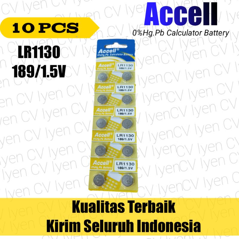 Baterai kalkulator Accell LR1130 / baterai lr1130 / baterai kancing / baterai kalkulator
