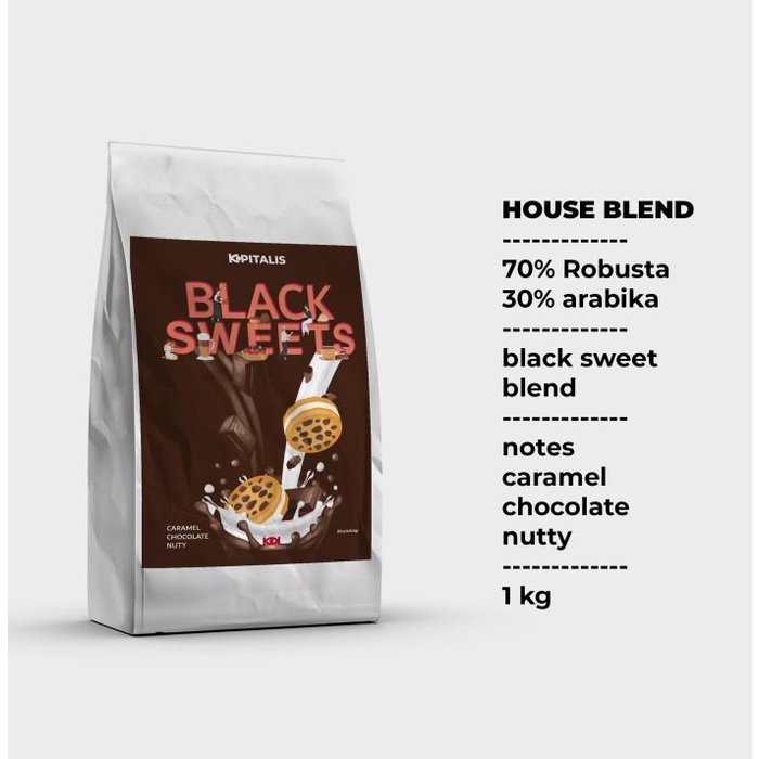 

biji atau Bubuk kopi HOUSEBLEND BLACK SWEET (30.70) 1kg