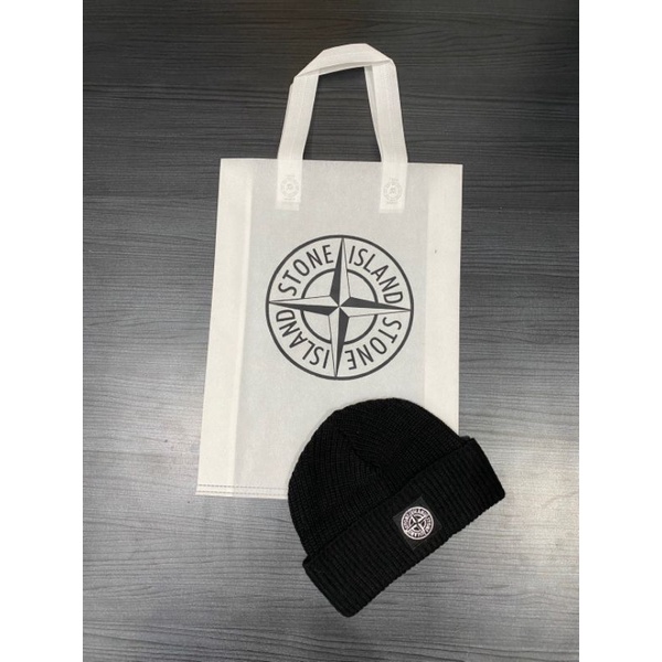 BEANIE HAT STONE ISLAND BLACK FULL TAG LABEL CASUAL