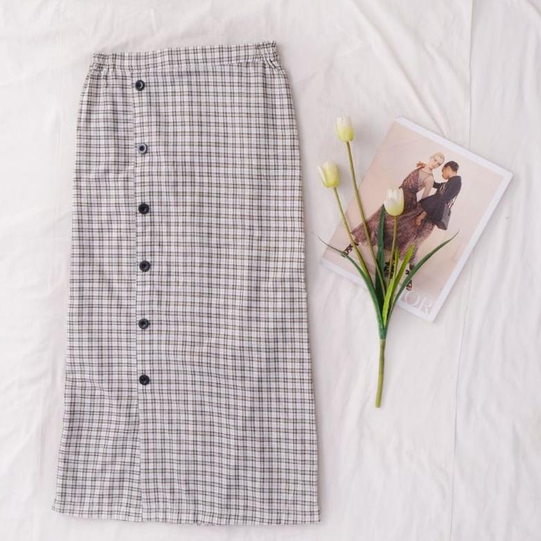 ( Bisa Cod ) DAHLIA SKIRT | ROK TARTAN S - XXXL| ROK MOTIF KOTAK KOTAK | ROK ROK WARNA SAGE ROK GREY