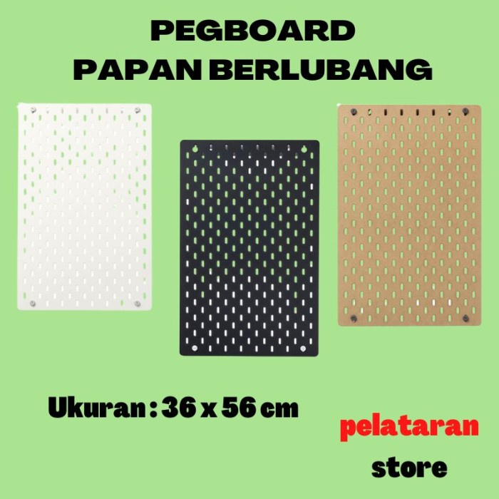 

Terlaris Papan Dinding Berlubang Pegboard Organizer Wall 36 X 56 Cm
