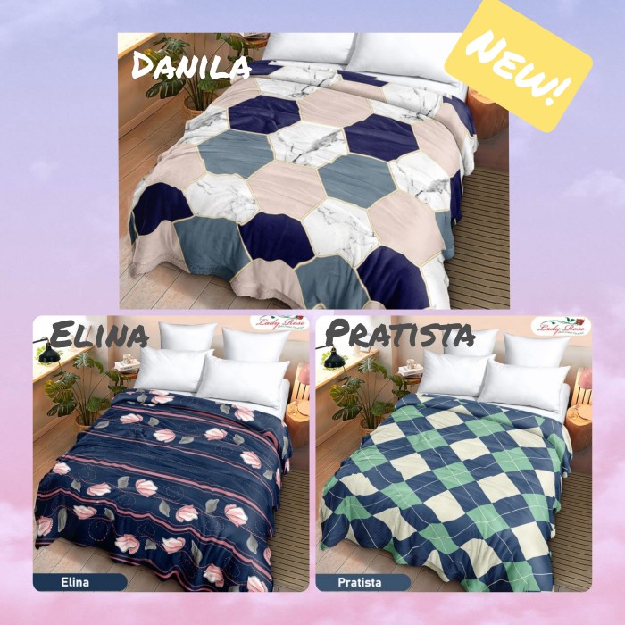 Slimut Bulu Dewasa Lady Rose 160x200 NEW Motif Bunga Abstrak S5W8 Lembut Halus Blanket Polos Premium
