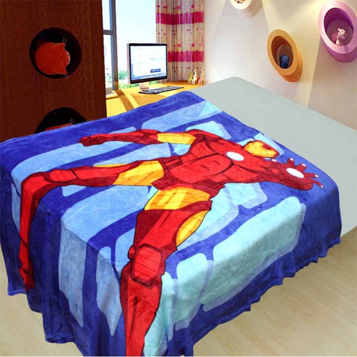 Selimut Karakter NB 140x200cm Ironman Panel G9X6 Lembut Polos Best Seller Queen Terlaris Berkualitas
