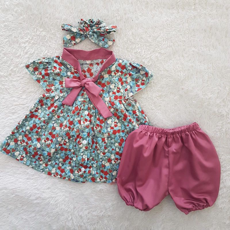 Baju Bayi Flowie ribbon set