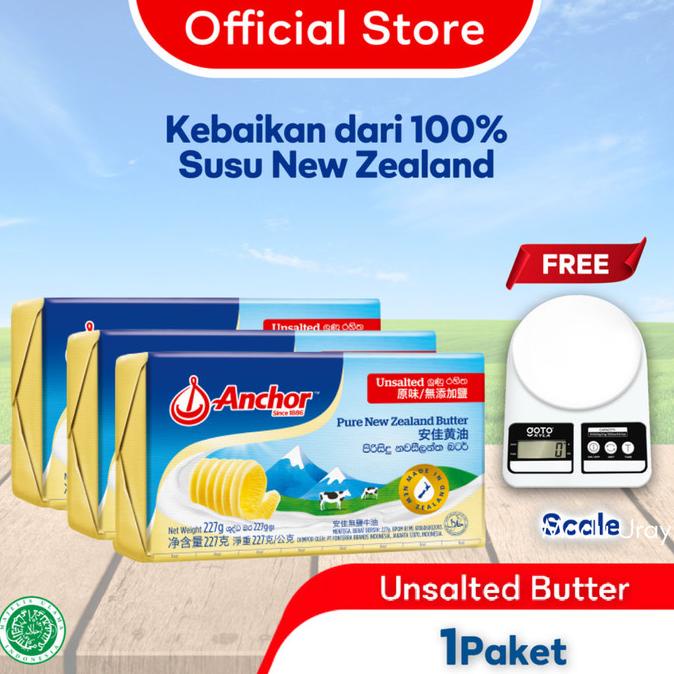 

Anchor Mentega (Butter) Unsalted 3 x 227g Free Timbangan Digital ---NEW---