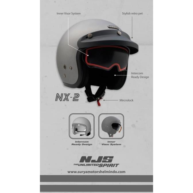 HELM NJS Retro NX-2 HELM INNER VISOR HELM ADA DUDUKAN INTERCOM