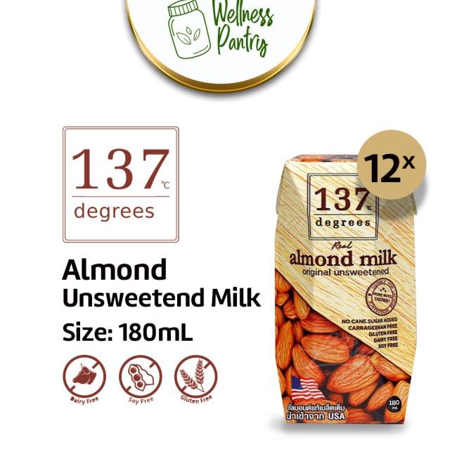

137 Degrees Almond Unsweetened Milk 180ml / Susu Vegan 12pcs ---NEW---