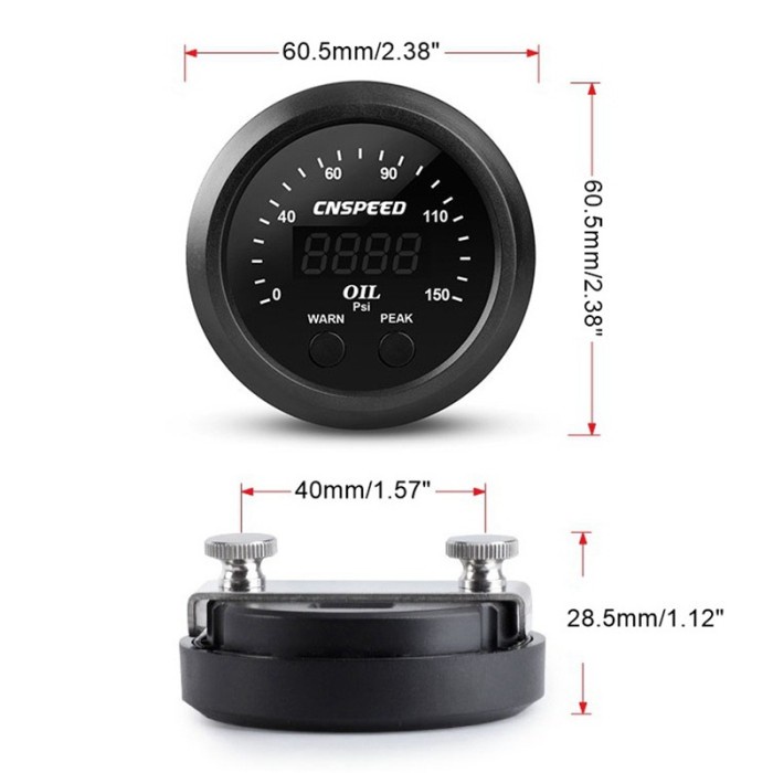 

Cnspeed Alat Pengukur Tekanan Oli Dital 2.5 12V 0-150PSI Ultra Tipis D