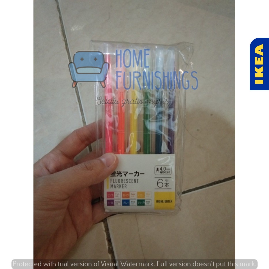

6Pc Fluorescent Marker 4Mm Highlighter Pen Warna Warni