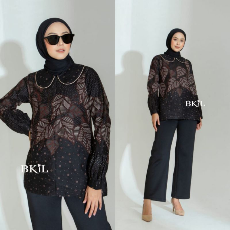 BLUS BATIK WANITA MODERN BUSUI FRIENDLY M-L-XL-XXL-3L LEAF